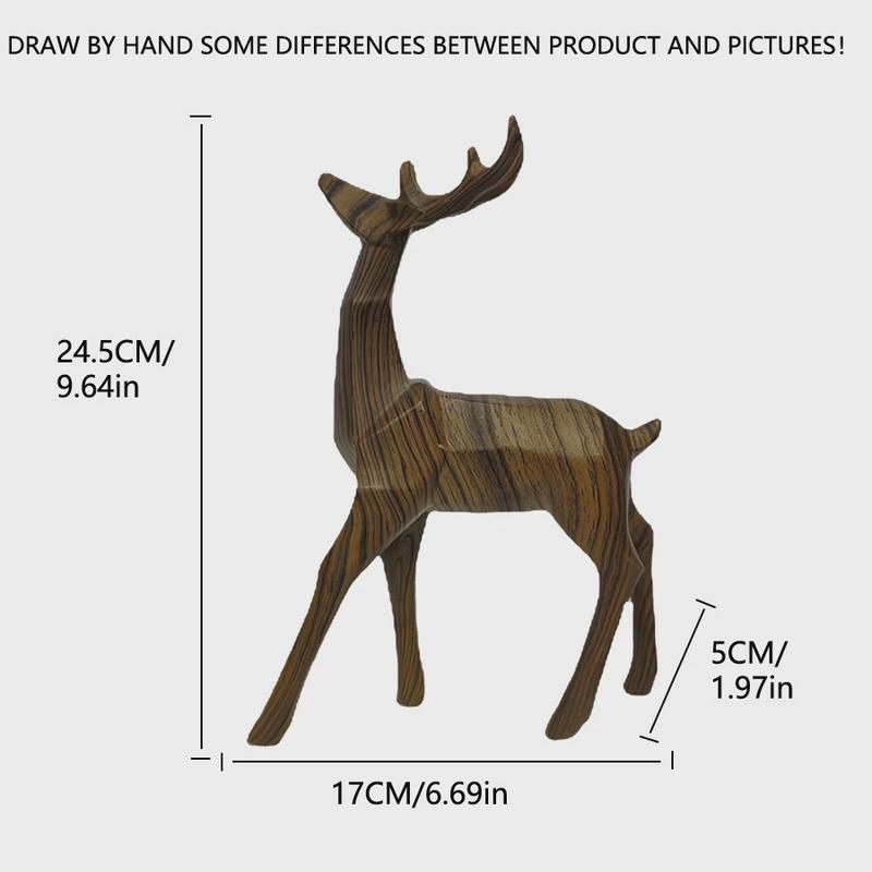 北欧轻奢创意仿木几何鹿摆件家居客厅办公室树脂工艺品桌面装饰品