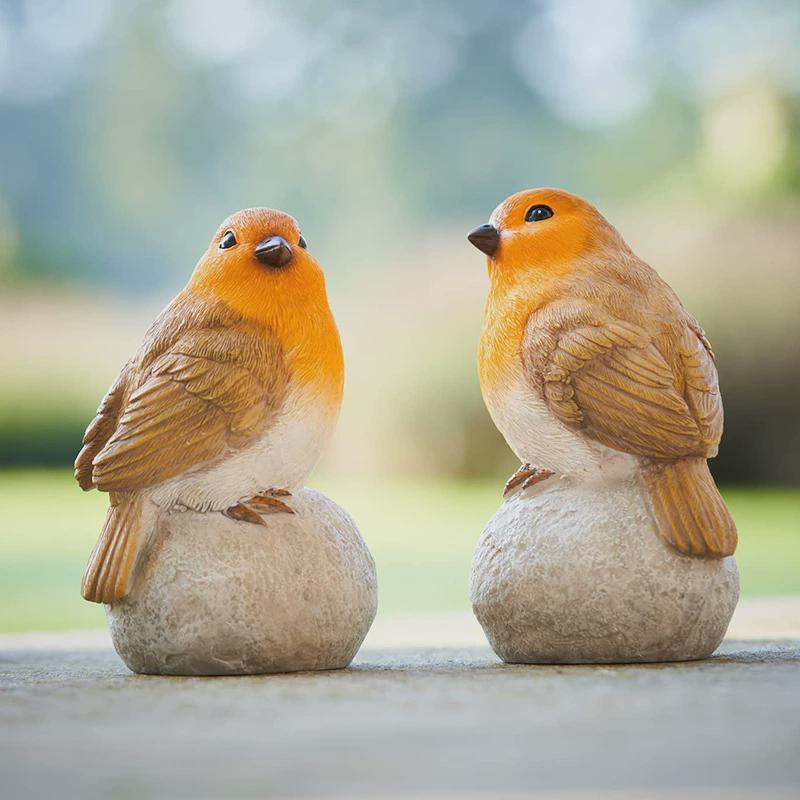 仿真站石头小鸟摆件树脂户外工艺品园林庭院家居装饰花园造景