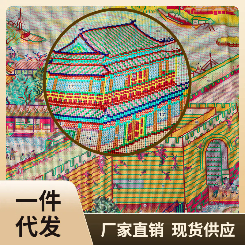 p616清明上河图十字绣线绣新款客厅风景国画古典大幅2米3米6米全