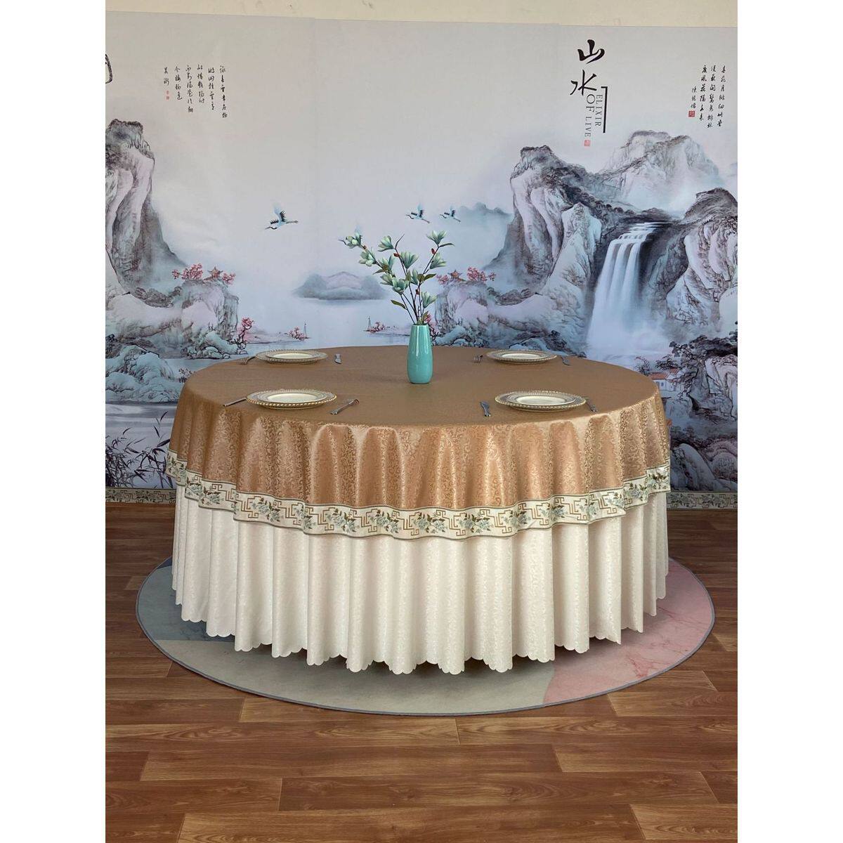 圆桌布防烫防水防油免酒店餐厅台布家用圆形大圆桌布餐桌布布艺