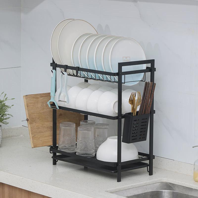 双层厨房置物架沥水碗架家用碗柜放碗盘碗筷台面碗碟整理收纳架