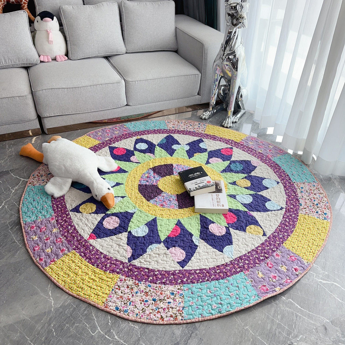 外贸全棉绗缝拼接爬行垫防滑游戏垫 卧室地垫榻榻米地垫地毯帐篷