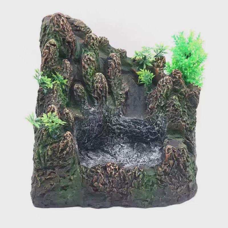 新款鱼缸造景流沙瀑布水族箱DIY草缸动态布景不浑水流沙假山创意