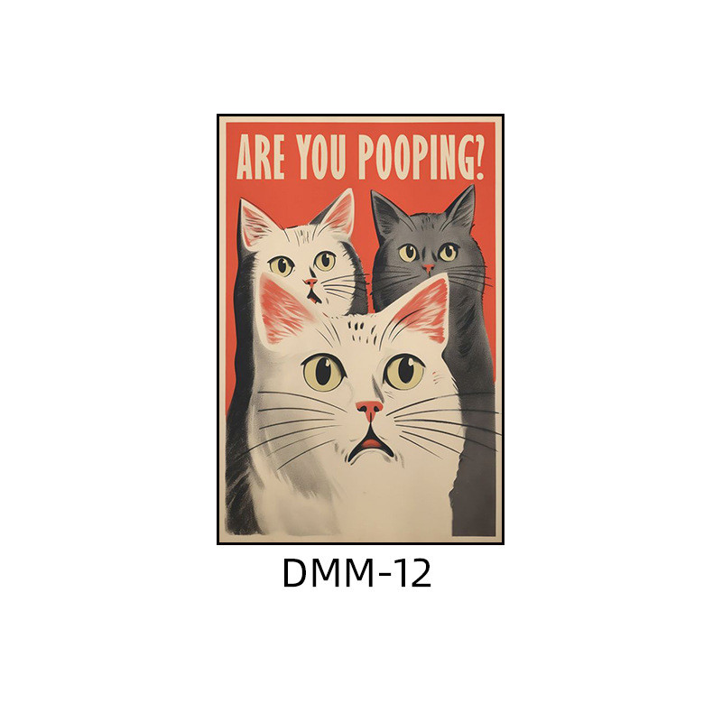 美式创意猫咪装饰画复古卡通浴室卫生间背景墙挂画防水厕所壁画图片