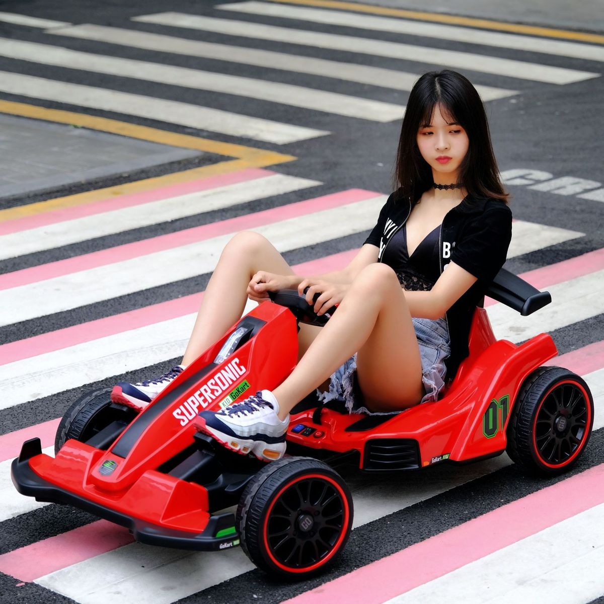 萨玛特儿童卡丁车电动卡丁赛车儿童玩具车四轮平衡车遥控漂移车