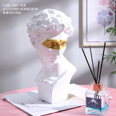 石膏像人物雕塑摆件大卫北欧树脂艺术品客厅电视柜酒柜桌面装饰品