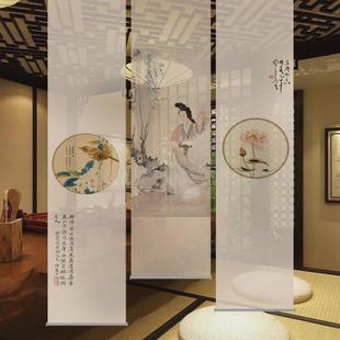 饰半画展馆半透纱吊旗 广告工厂定制uv喷绘喷透纱半透明屏风装