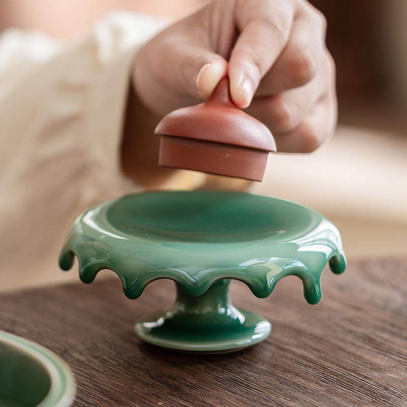 青瓷盖置梅子青粉青可做壶承茶道配件茶具零配茶壶托盖托流釉,餐饮具,茶道/零配,淘宝优惠券,粉丝福利购,淘宝优惠卷