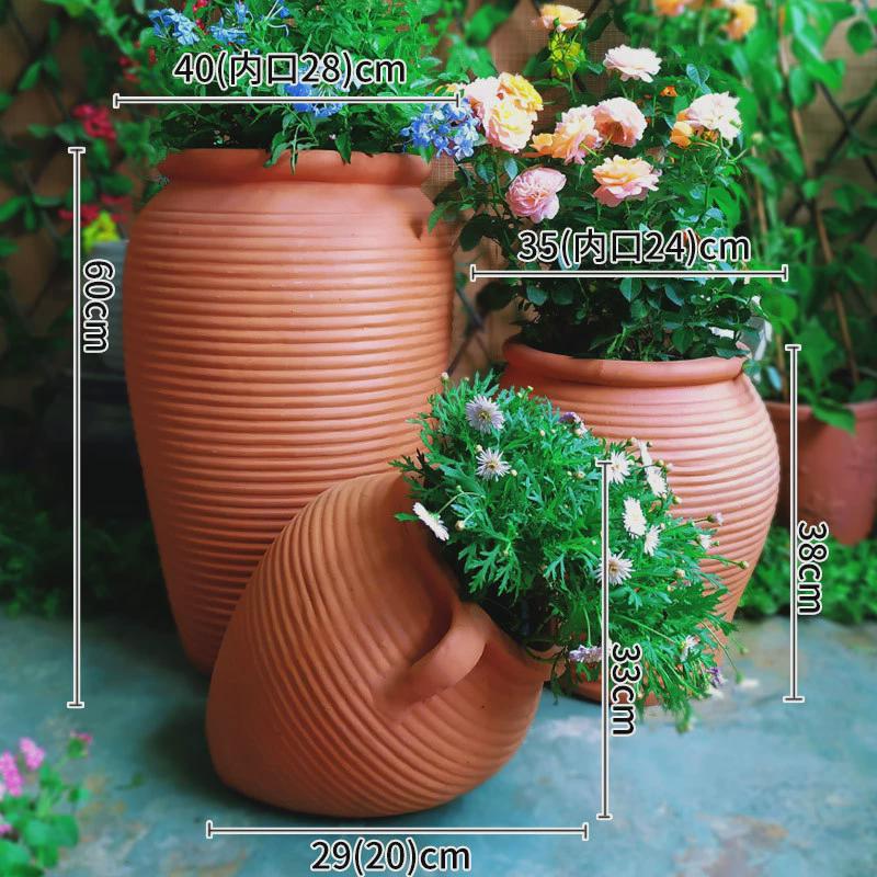 包邮1米特大吸水透气红陶花盆工程软装陶瓷花盆家用室内造景陶罐