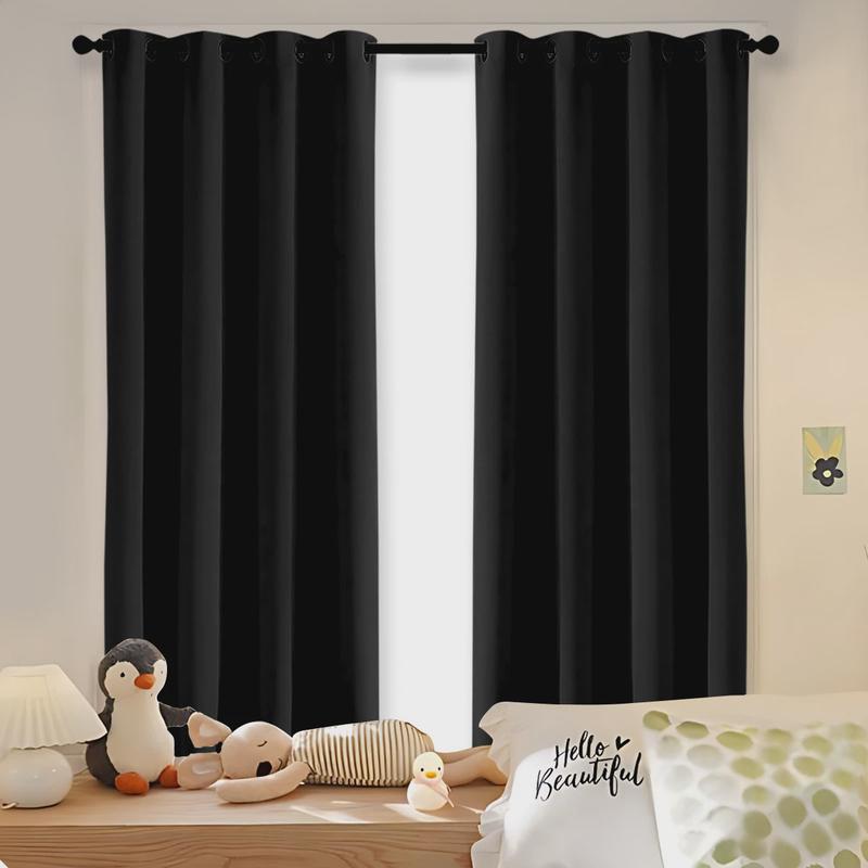 纯色书房简约卧室飘窗小窗户遮光免打孔窗帘防晒窗帘遮阳布出租房