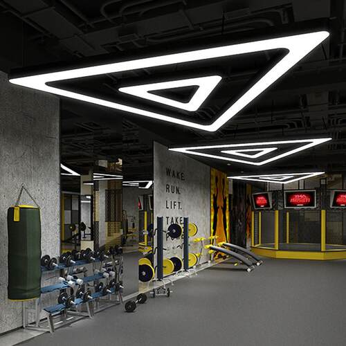 健身房办公室网咖店铺工业风led创意灯具造型超市商场三角形吊灯