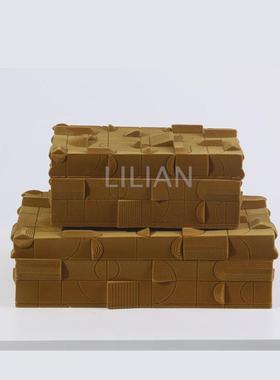 现代简约树脂植绒首饰收纳盒样板房软装客厅卧室装售楼处饰品摆件