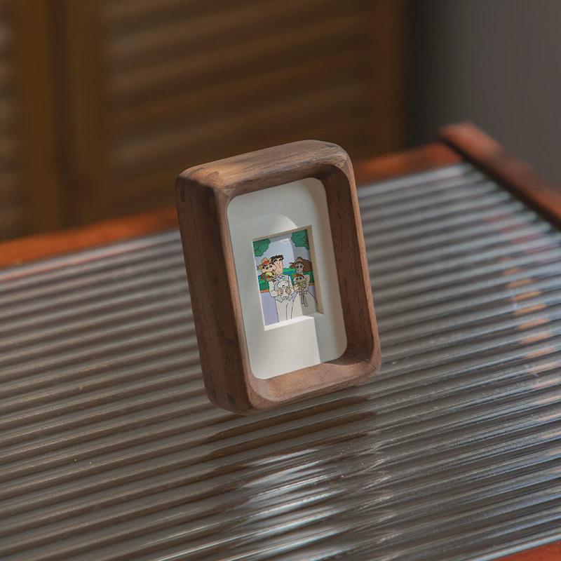 迷你小摆台照片打印加黑胡桃柚木实木照片4寸儿童diy宝宝3寸相框