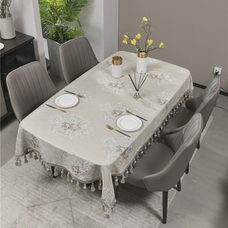 19ek欧式奢华家用长方形正方形台布椭圆形客厅茶几布艺餐桌布圆桌