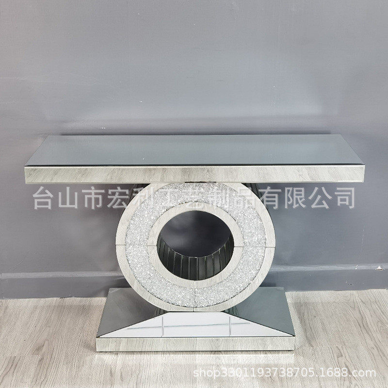 热卖现代简约镜面玻璃闪耀玄关桌O型镜面玄关台