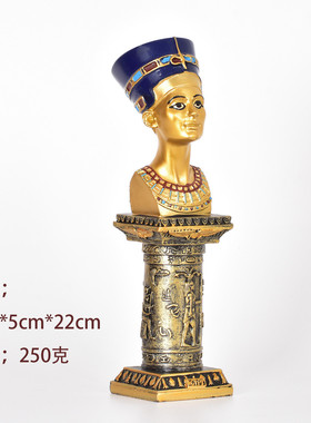 创意埃及图坦卡蒙家居头像客厅酒店装饰品法老头像艳皇后摆件国王