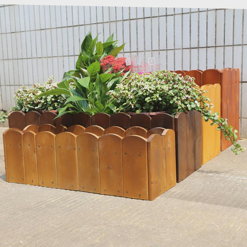 户外防腐木花箱长方形木质花箱组合阳台花槽种菜花盆碳化木种植箱