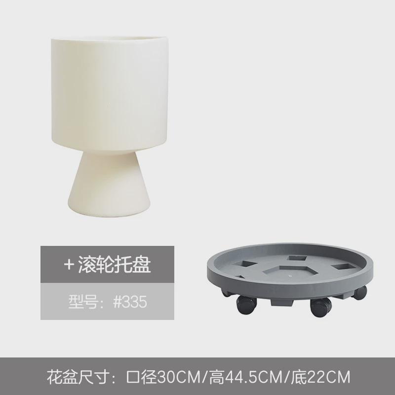 北欧黑色极简落地水泥花盆绿植千年木创意高脚酒杯百合竹大号家用