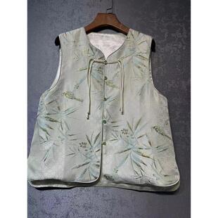 新中式国风粉红色女士坎肩马夹百搭无袖春夏季马甲提花潮