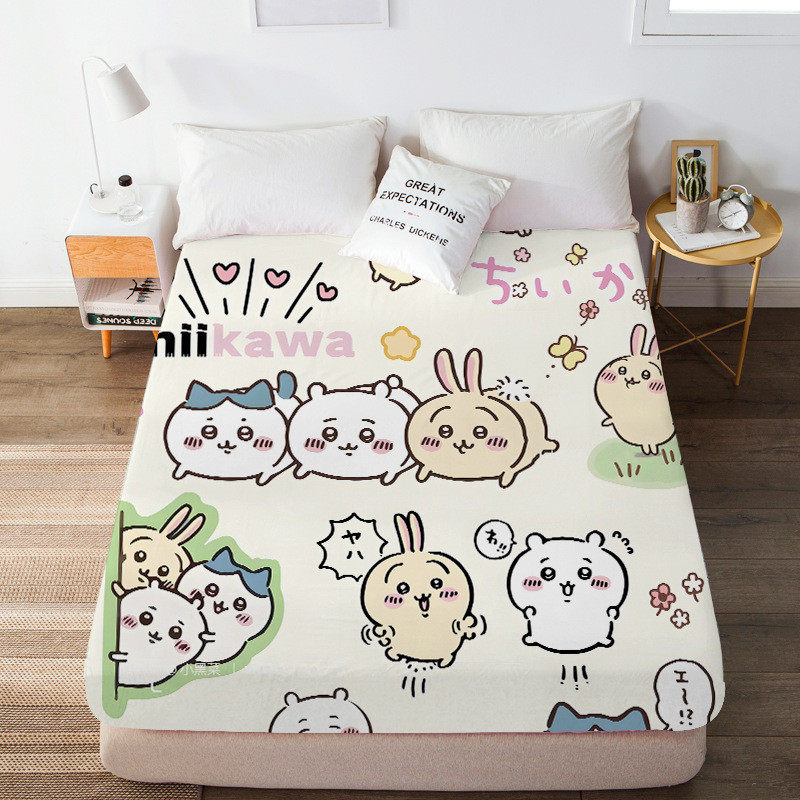 吉伊卡哇chiikawa卡通亲肤磨毛床笠学生宿舍家居卧室床垫保护罩,床上用品,床裙,淘宝优惠券,粉丝福利购,淘宝优惠卷