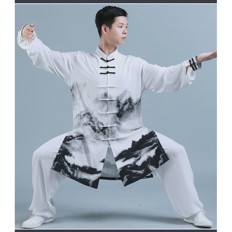 2024夏季新款太极服男中国风印花太极拳练功服女武术比赛服表演服