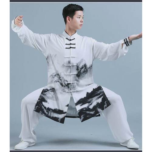 2024夏季新款比赛服中国风印花太极拳练功服女武术太极服男表演服