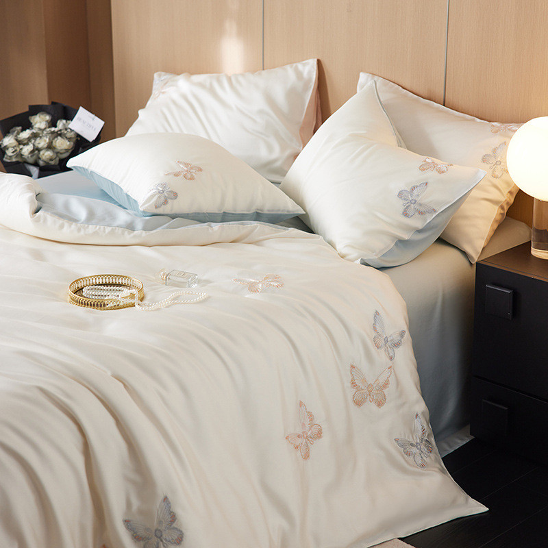 母婴级100兰精天丝四件套夏季莱赛尔床笠床单被套冰丝床上用品