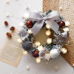 仿真圣诞花环藤条手工布置道具带灯家用圣诞节橱窗门挂装饰