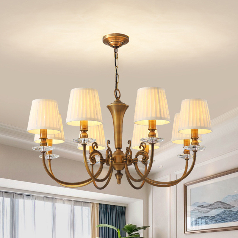 新品美式吊灯客厅灯简约现代全铜卧室灯轻奢餐厅乡村别墅灯具