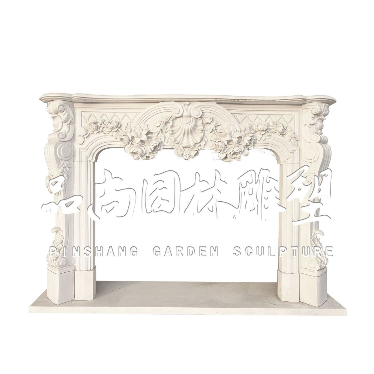 石雕法式壁炉架现代简约雕花别墅客厅装饰摆件背景大理石壁炉加工