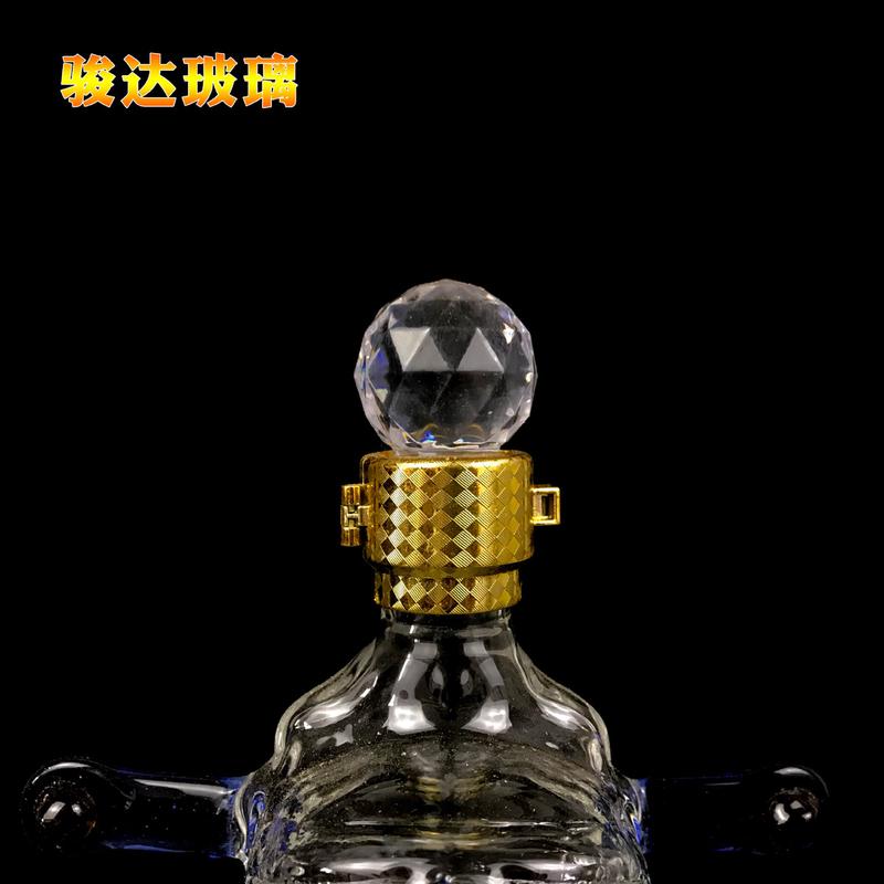 厂家供应高硼硅玻璃工艺酒瓶财神造型玻璃酒瓶高颜值工艺酒瓶