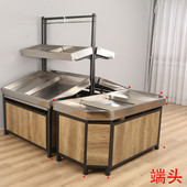 角度五金货架厂家不锈钢钢木货柜展示架瓜果蔬菜架生鲜超市水果架