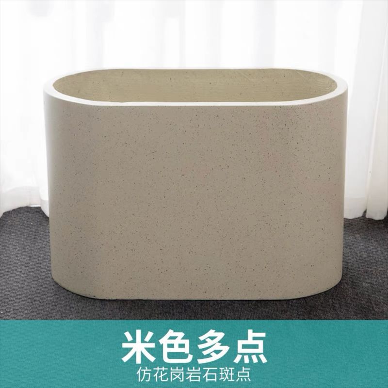 新款圆角镁泥花盆椭圆形水泥花盆长条花箱马槽北欧风绿植隔断盆景