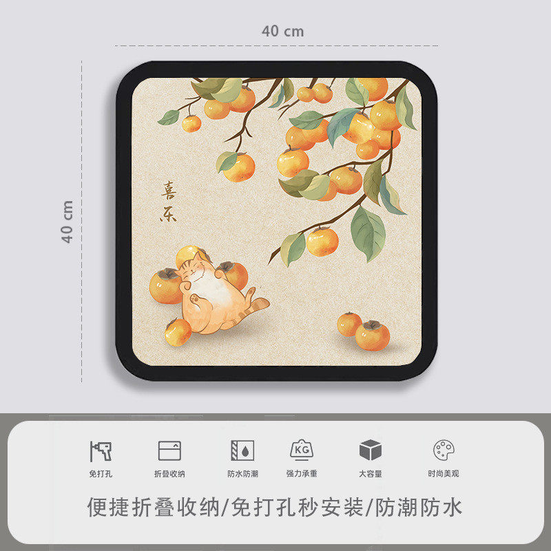 浴室挂画放干衣服防水收纳柜折叠卫生间置物架壁画放置收纳盒