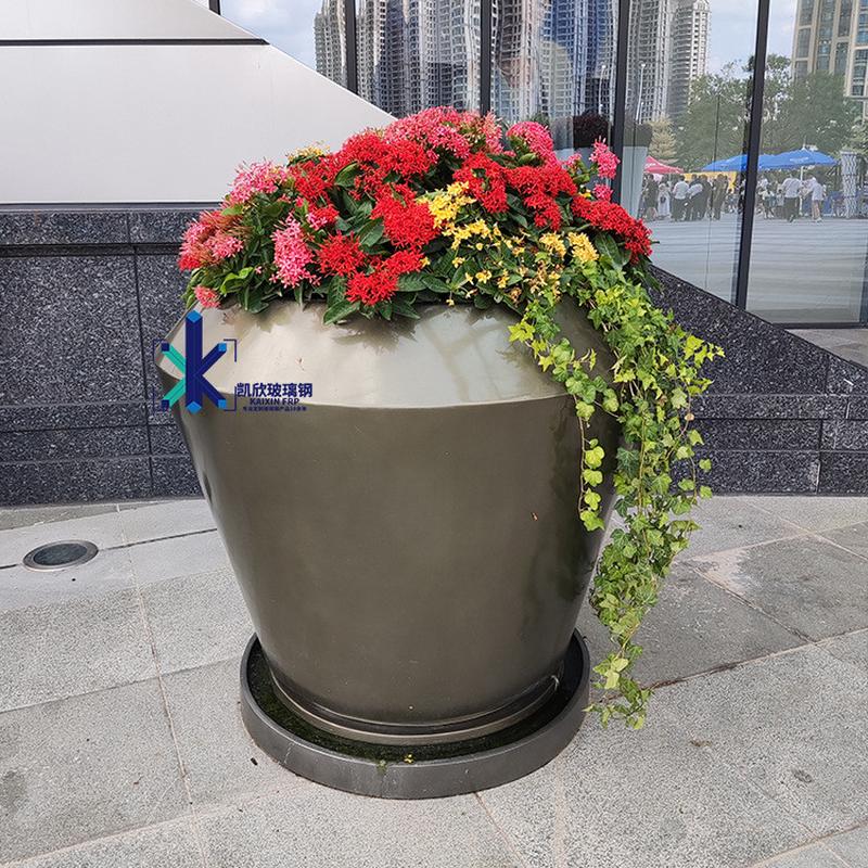 热销户外玻璃钢花盆组合商场艺术花坛景观花池圆形树池落地大花钵