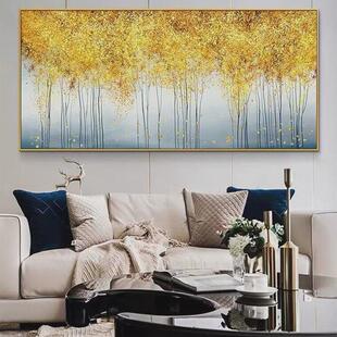 手绘油画横版 饰画厚肌理抽象餐厅挂画轻奢风酒店别墅壁画 客厅装