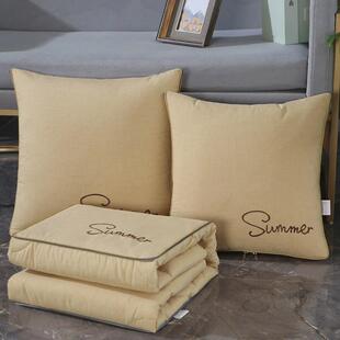 夏季细麻抱枕毯子两用新款加厚汽车用枕头被子二合一四季通用