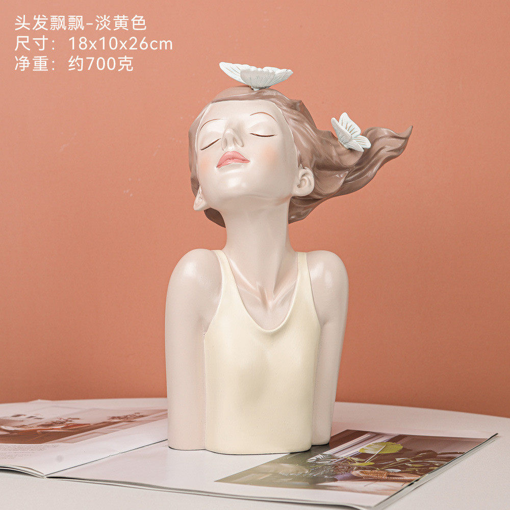 热销蝴蝶女孩轻奢工艺品家居软装人物摆件北欧树脂创意玄关装饰品