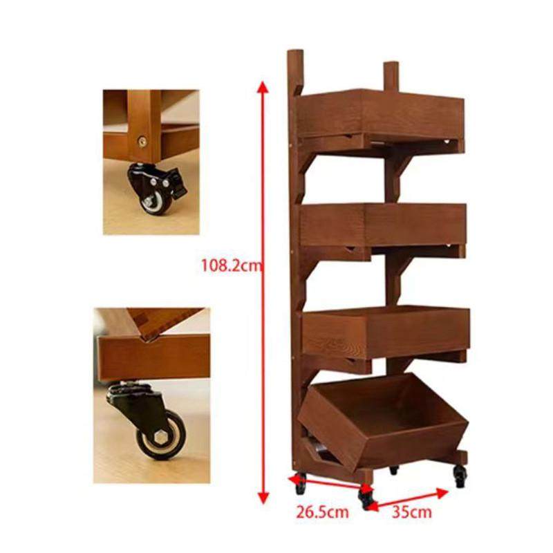 全实木置物客厅落地式收纳架厨房蔬菜多格多层展示移动储物中古风,收纳整理,整理架/置物架/收纳架,淘宝优惠券,粉丝福利购,淘宝优惠卷