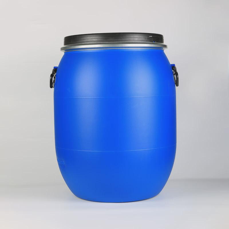 加厚100l法兰桶开口桶塑料化桶液体涂料废液桶避光铁箍水桶化工桶