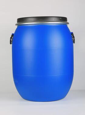 加厚100L法兰桶开口桶塑料化桶液体涂料废液桶避光铁箍水桶化工桶