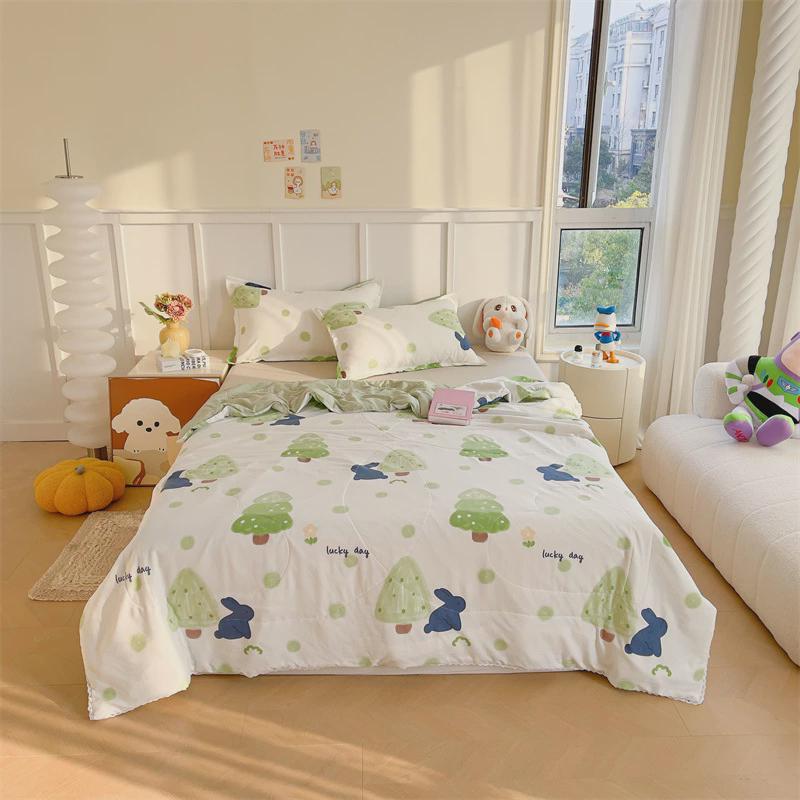夏季可机儿童三件套夏天床单人学生宿舍水洗棉空调被薄款夏凉被