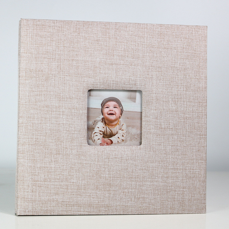 diy相册麻布自粘式覆膜简约大家庭照片大容量收藏册 个性创意礼品