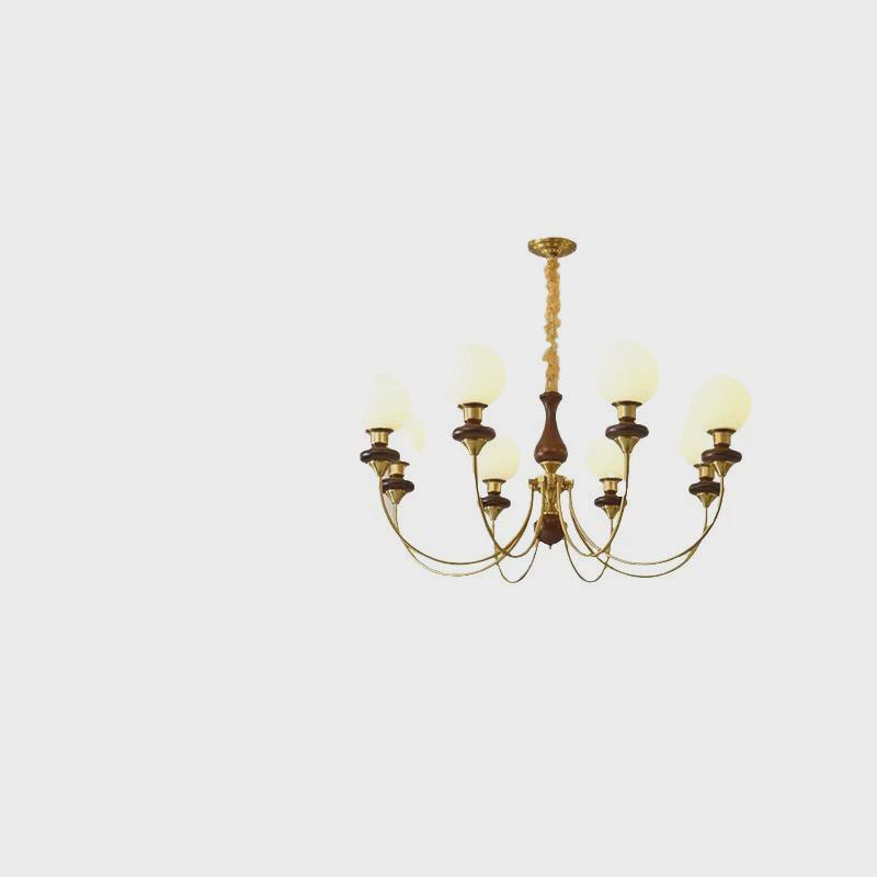 法式客厅吊灯中古实木卧室灯美式复古餐厅主灯新中式魔豆衣帽间灯