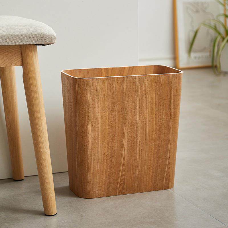 北欧轻奢实木垃圾桶家用客厅方形无盖纸篓酒店木质高档废垃圾筒