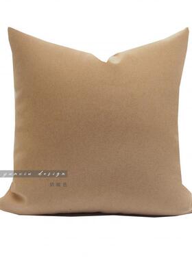 9wor暖阳橘色系抱枕靠垫米杏色格子针织沙发抱枕套民宿卡其色拼接