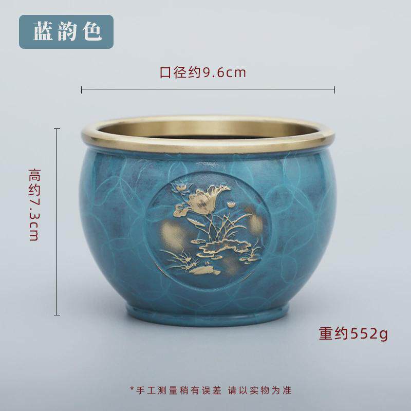 聚宝盆黄铜荷花缸客厅书房办公室聚财黄铜工艺品摆件铜器
