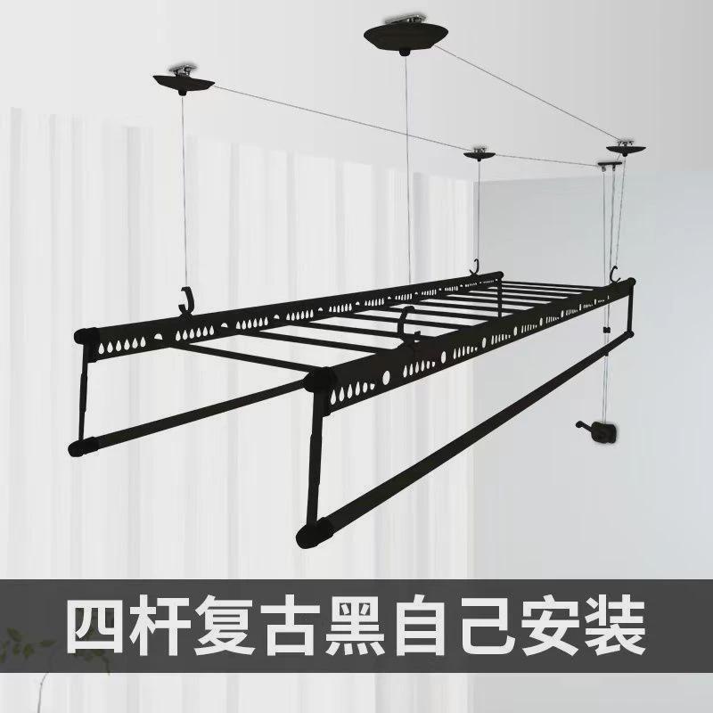 升降晾衣架阳台手摇双杆式晾衣杆室内家用自动折叠晒被手动晾衣架