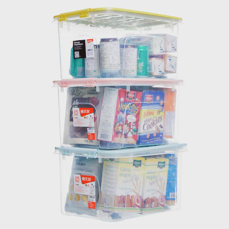 pk7j禧天龙透明收纳箱塑料特大号高家用整理箱3只衣服透可视带滑