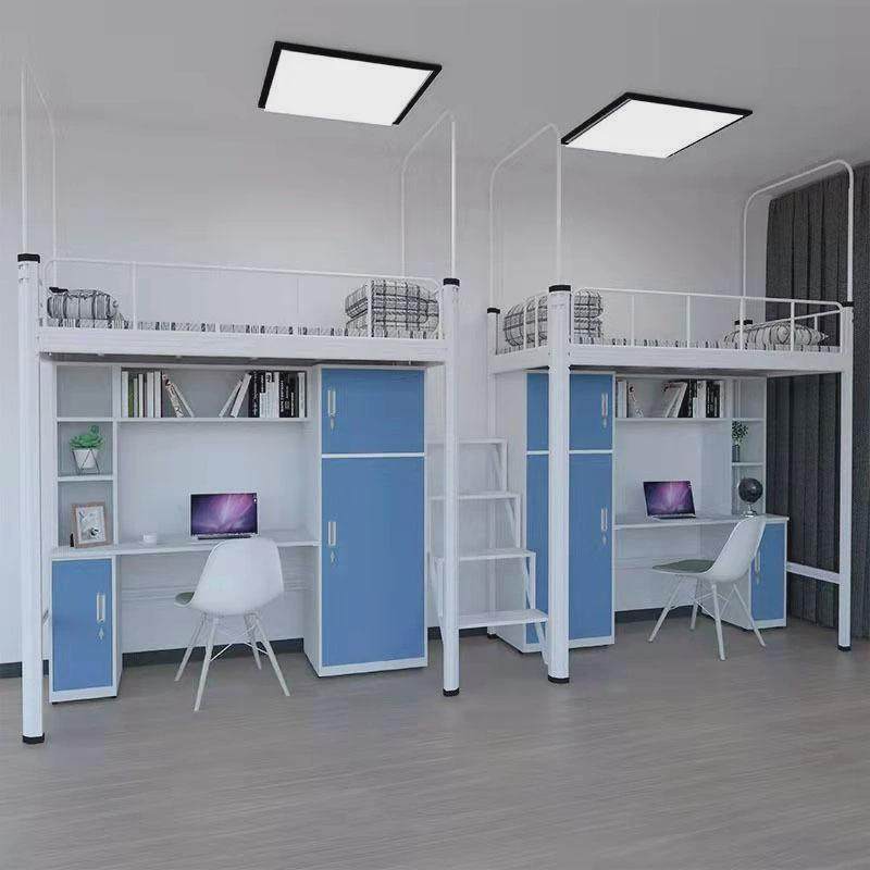 钢制公寓床上床下桌组合床学校宿舍员工学生双层上下铺铁架床蚊帐